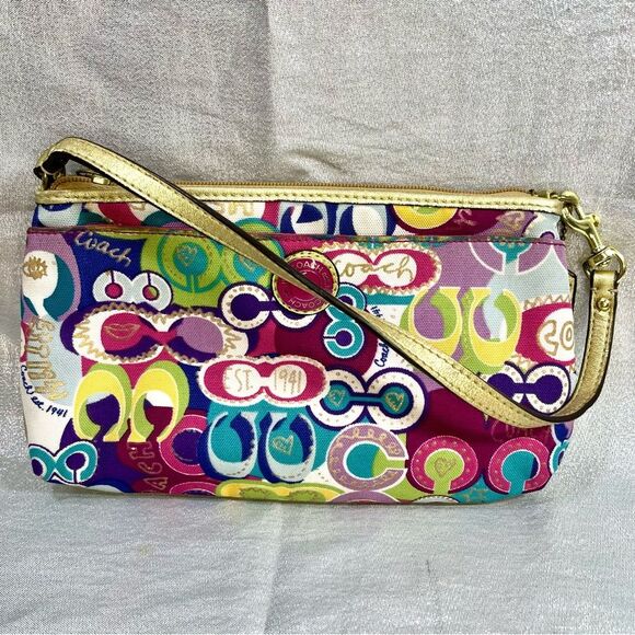 COACH Signature Poppy C Multicolor Clutch Wristlet - Picture 1 of 9